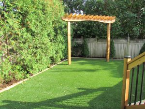 synthetic grass backyard & arbour